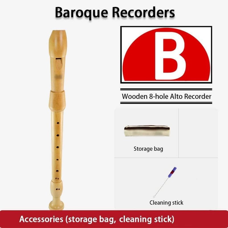 ZRAGEK Recorders Instrument, German Recorders 8 Holes for Beginners, Baroque Recorders 3 Piece for Professional, Maple Wood F Key Alto Flute Instrument, with Cleaning Stick,Storage Bag - Image 3